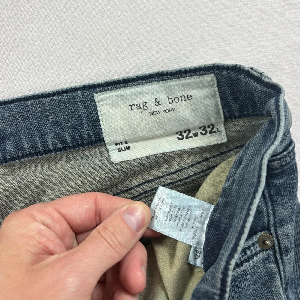 Rag and Bone Jeans Mens 32x32 Blue Fit 2 Slim Tapered Denim